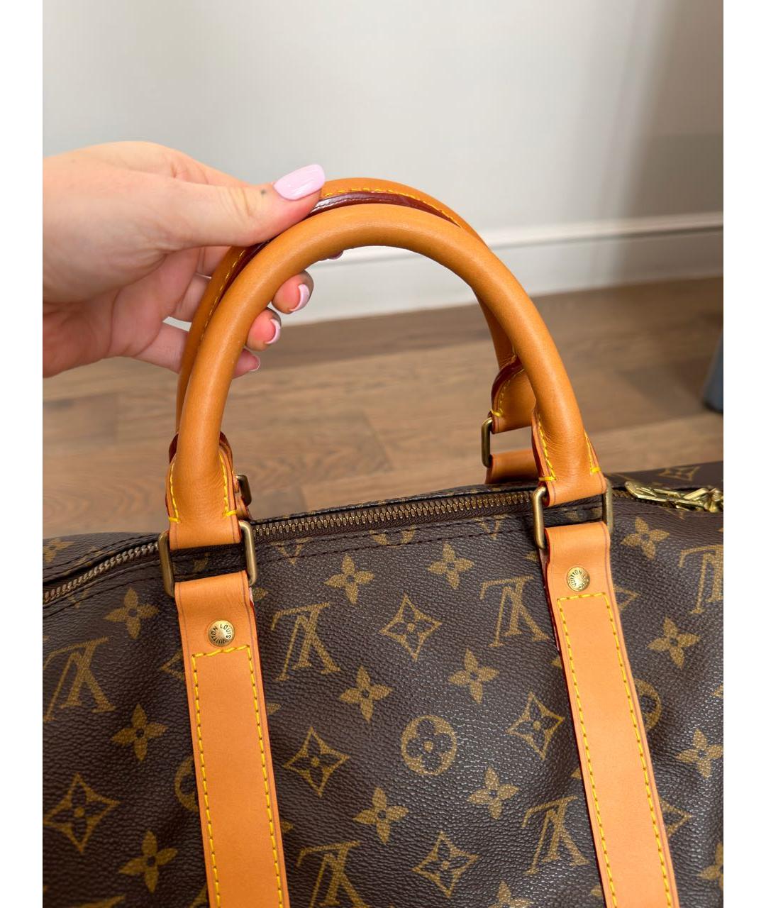 LOUIS VUITTON Коричневая кожаная дорожная/спортивная сумка, фото 4