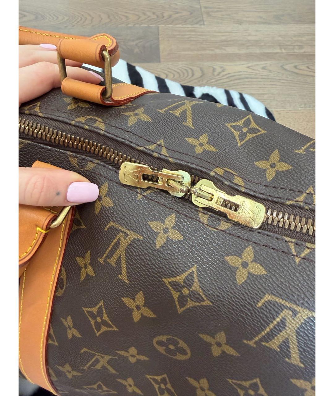 LOUIS VUITTON Коричневая кожаная дорожная/спортивная сумка, фото 7