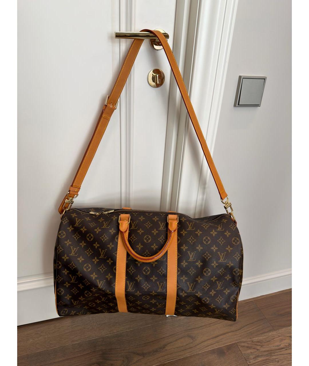 LOUIS VUITTON Коричневая кожаная дорожная/спортивная сумка, фото 2