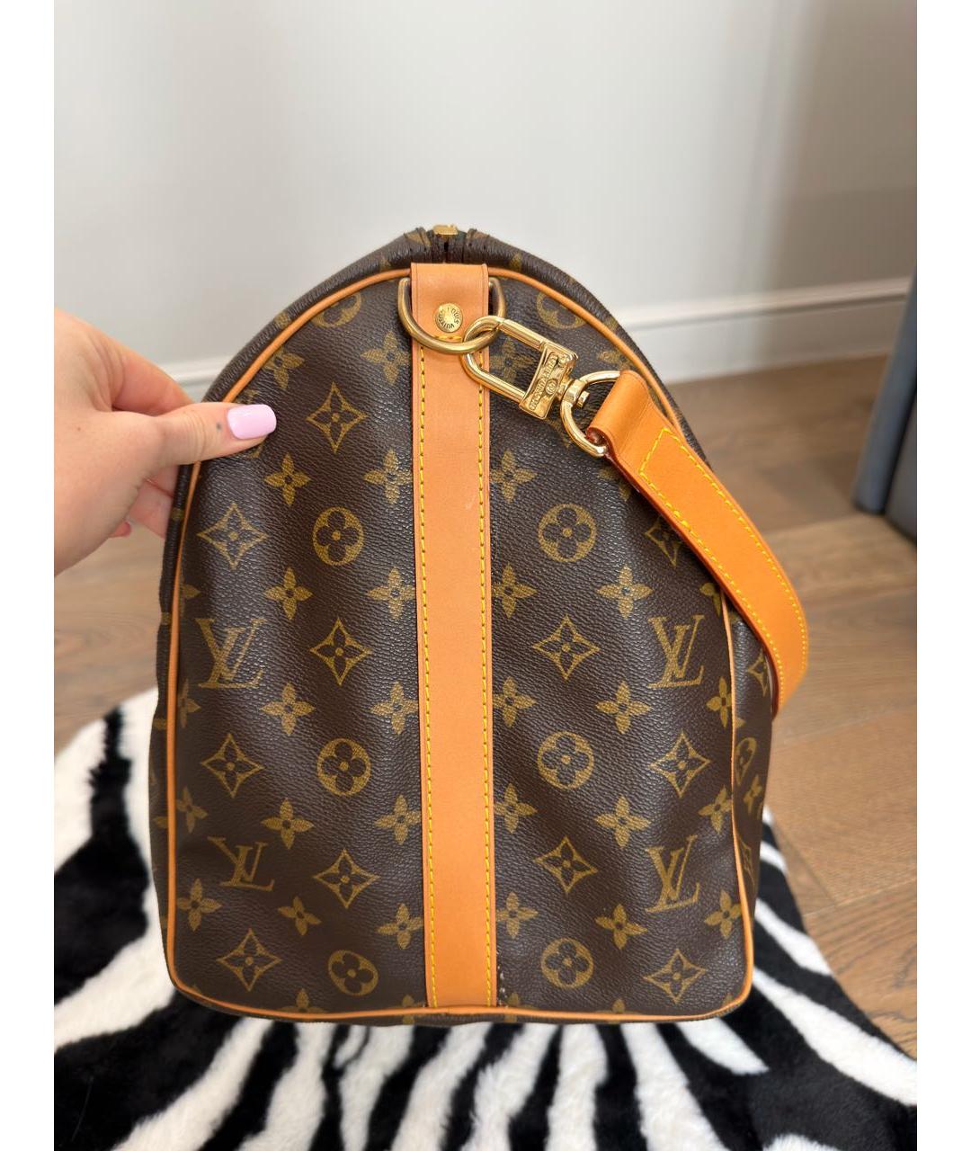 LOUIS VUITTON Коричневая кожаная дорожная/спортивная сумка, фото 3