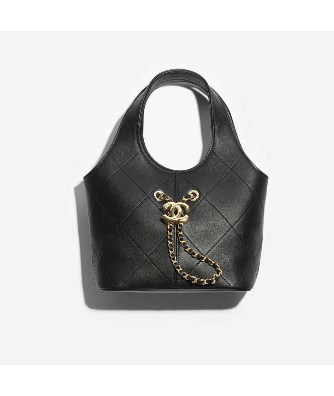 CHANEL Черная кожаная сумка с короткими ручками, фото 6