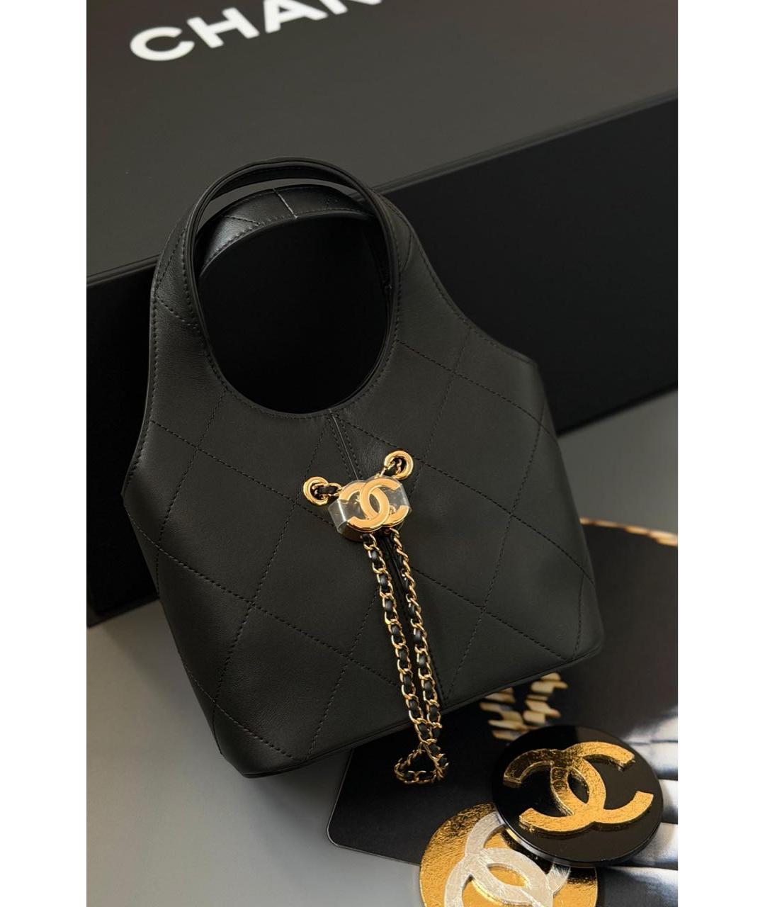 CHANEL Черная кожаная сумка с короткими ручками, фото 2
