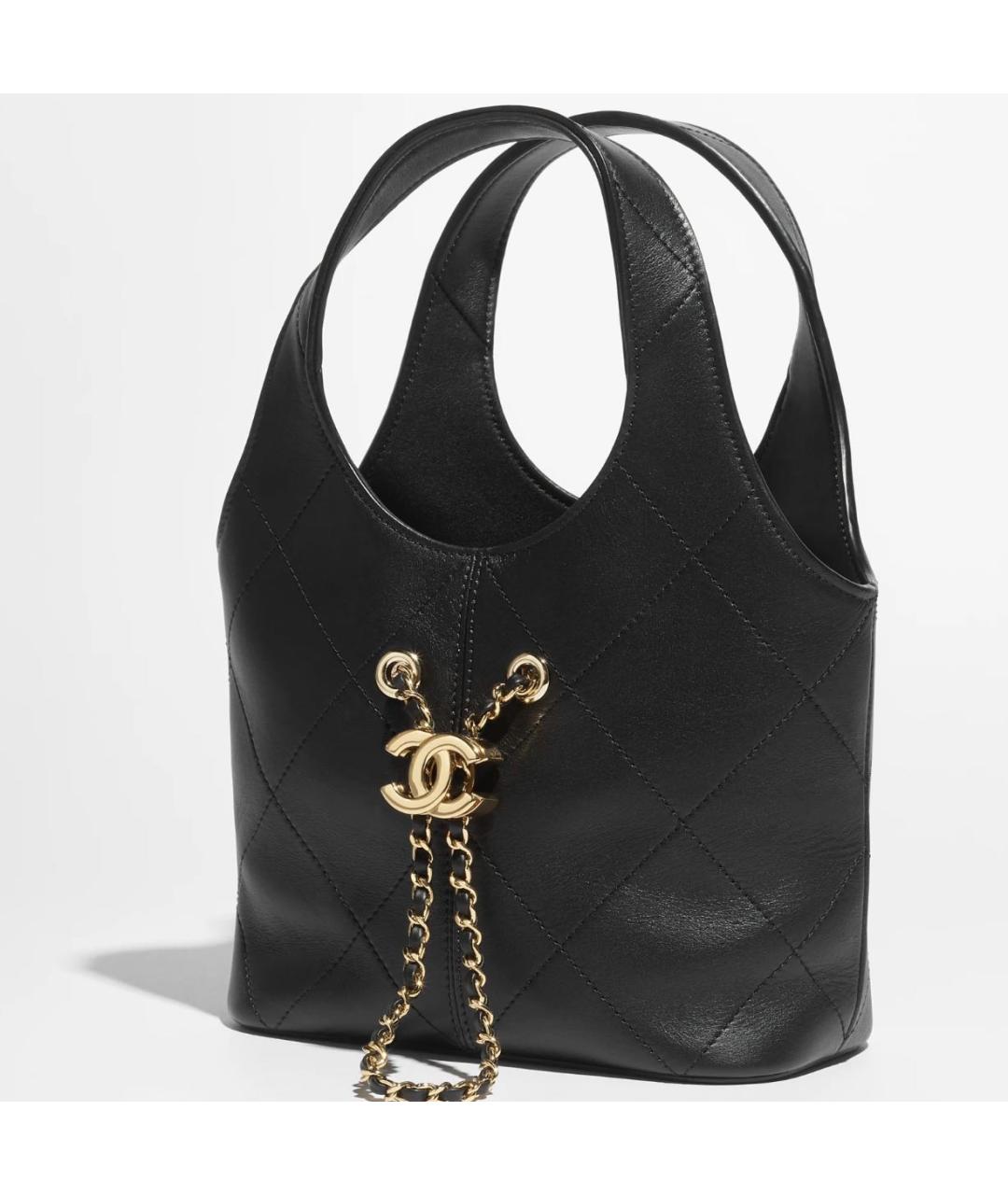 CHANEL Черная кожаная сумка с короткими ручками, фото 3