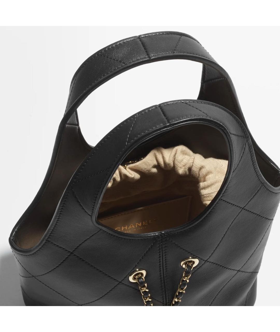 CHANEL Черная кожаная сумка с короткими ручками, фото 4
