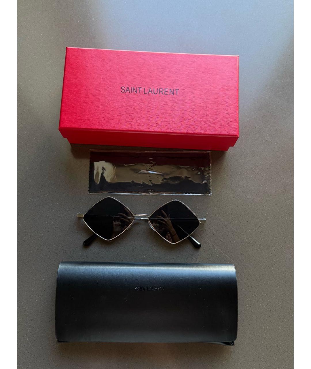 SAINT LAURENT Серые металлические солнцезащитные очки, фото 4