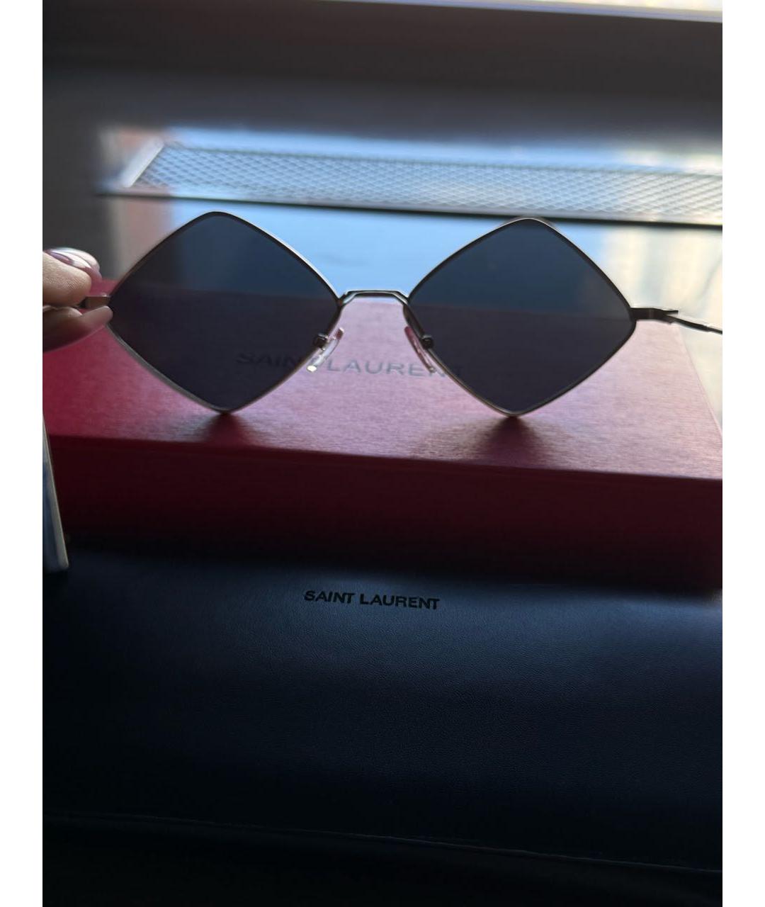 SAINT LAURENT Серые металлические солнцезащитные очки, фото 2