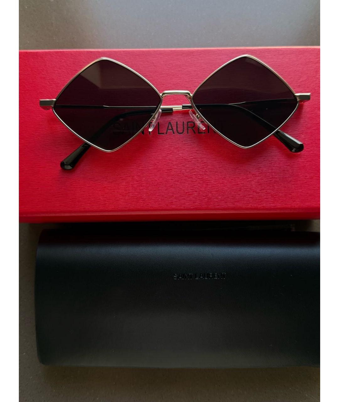 SAINT LAURENT Серые металлические солнцезащитные очки, фото 5