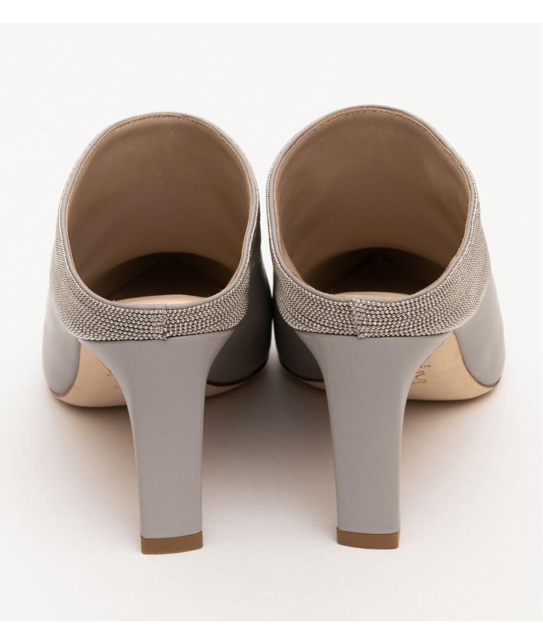 FABIANA FILIPPI Серые кожаные мюли, фото 3