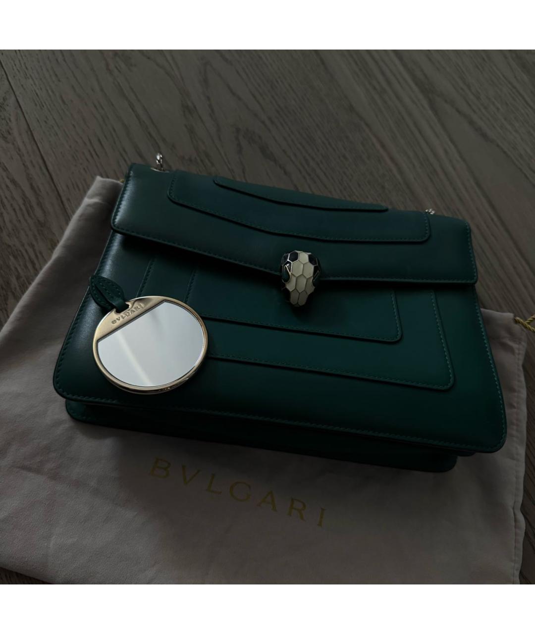 BVLGARI Зеленая кожаная сумка через плечо, фото 5