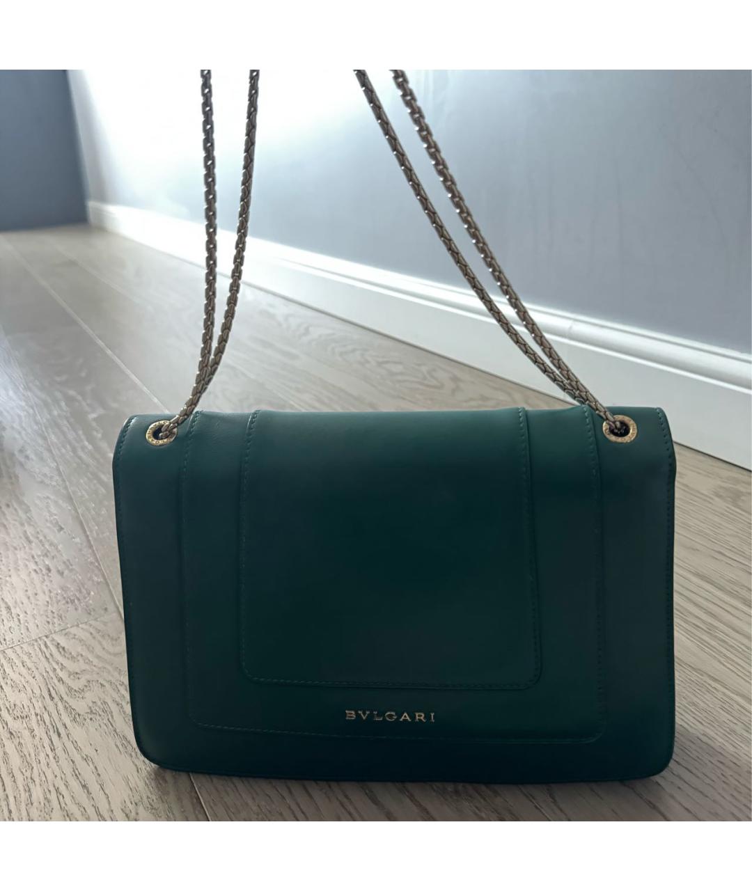 BVLGARI Зеленая кожаная сумка через плечо, фото 3