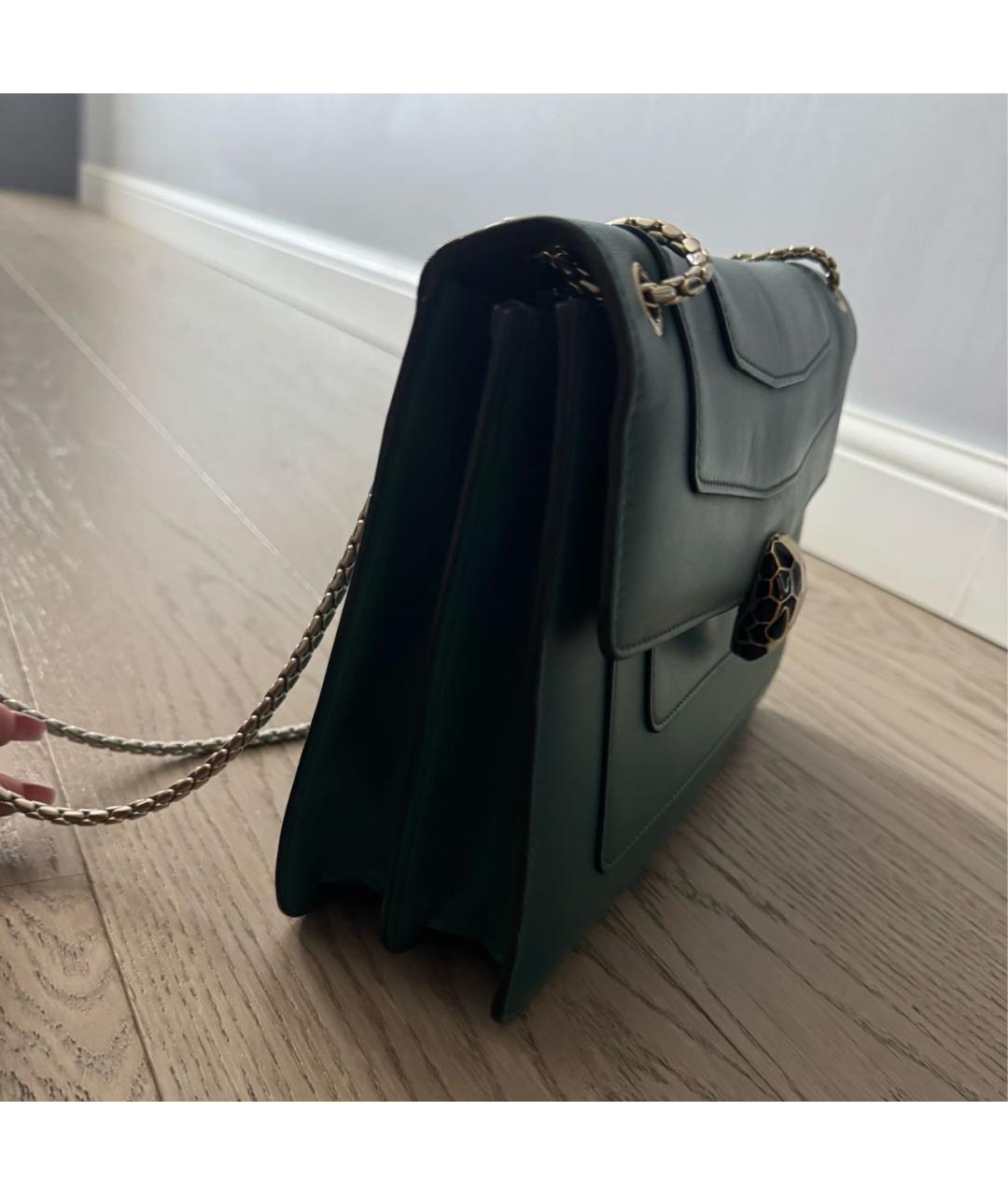 BVLGARI Зеленая кожаная сумка через плечо, фото 2