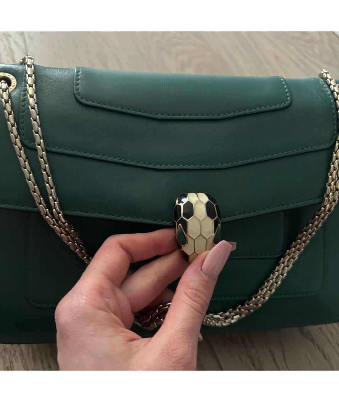 BVLGARI Зеленая кожаная сумка через плечо, фото 4