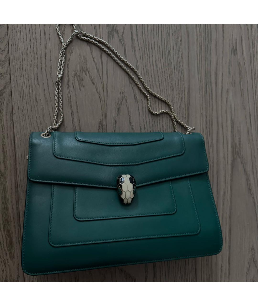 BVLGARI Зеленая кожаная сумка через плечо, фото 8