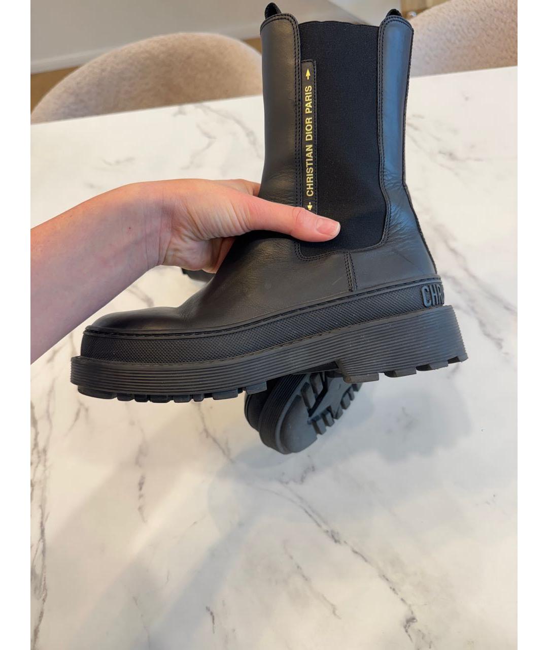CHRISTIAN DIOR Черные кожаные полусапоги, фото 3