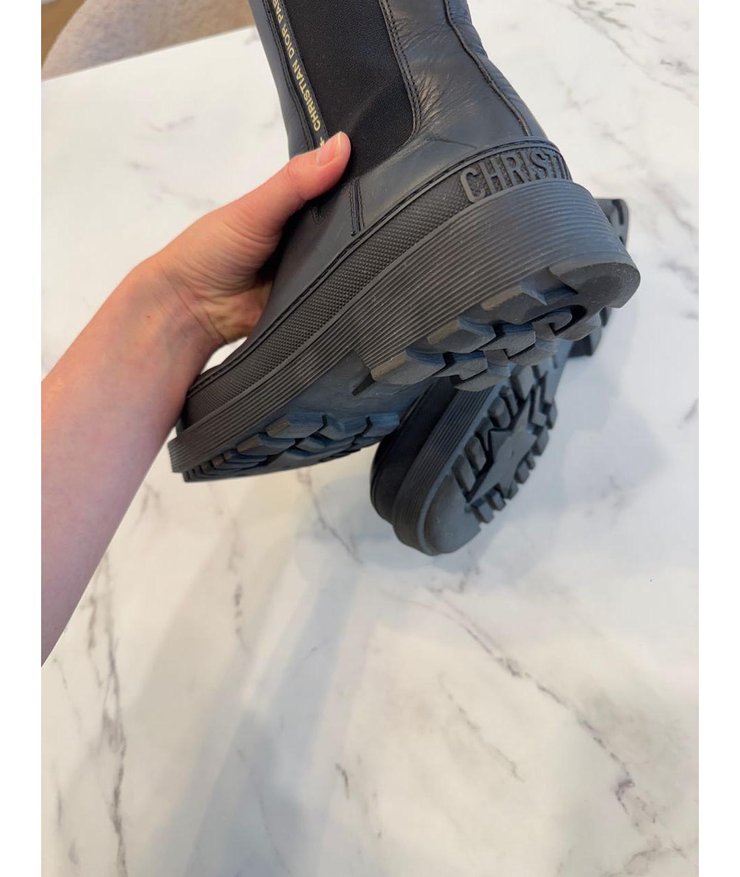 CHRISTIAN DIOR Черные кожаные полусапоги, фото 2