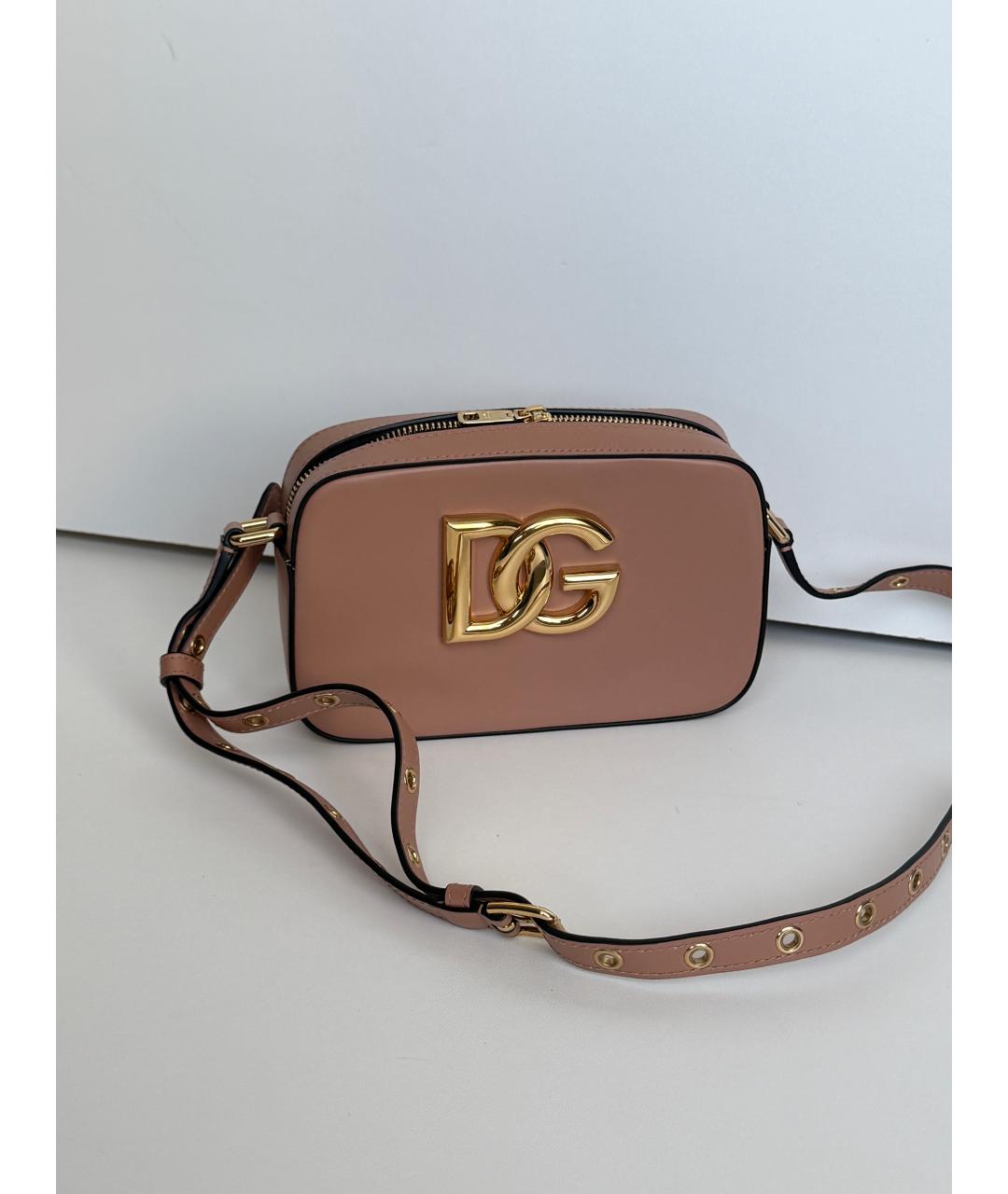 DOLCE&GABBANA Бежевая кожаная сумка через плечо, фото 8