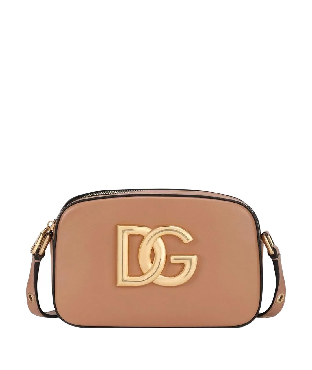 DOLCE&GABBANA Бежевая кожаная сумка через плечо, фото 1