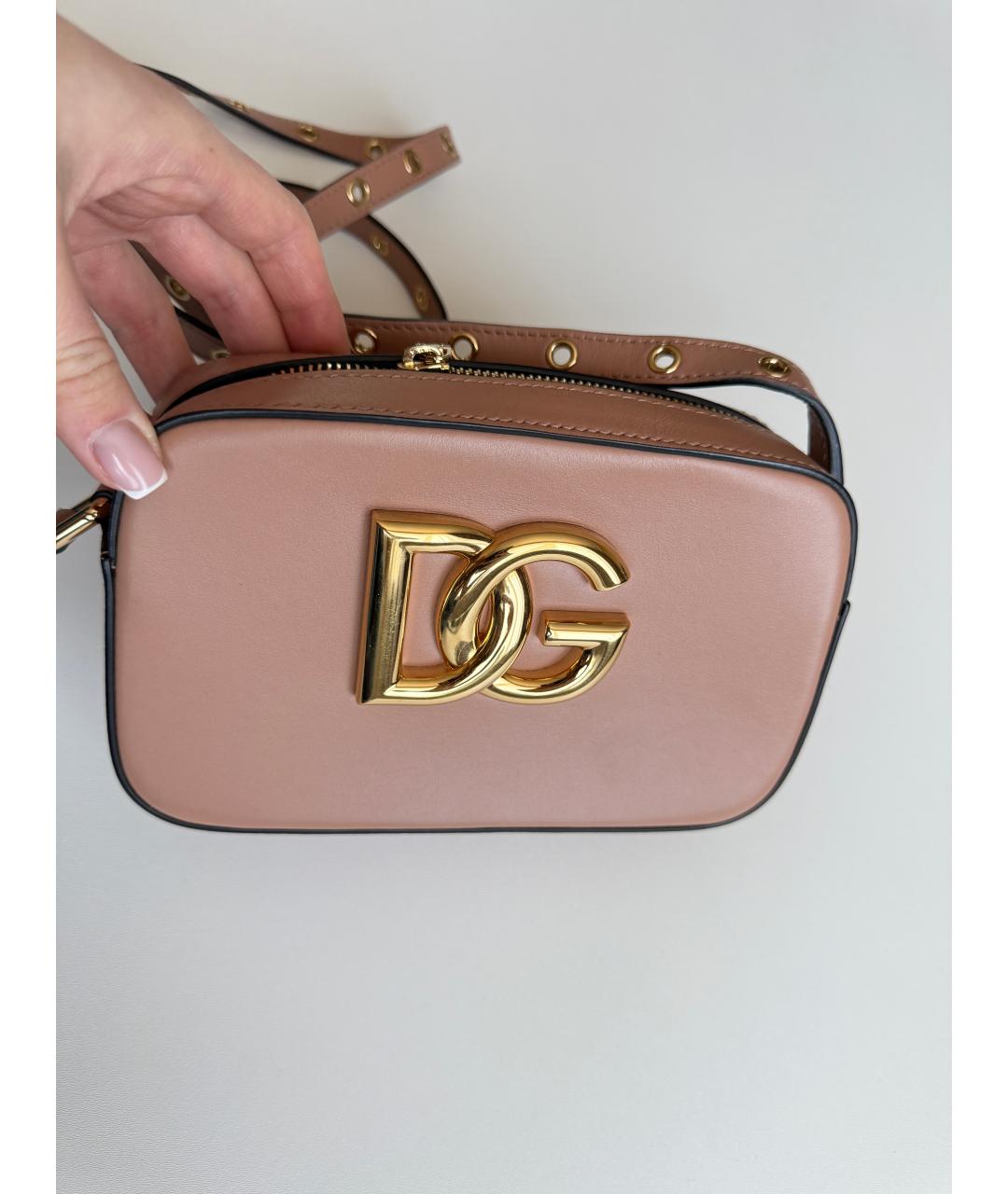 DOLCE&GABBANA Бежевая кожаная сумка через плечо, фото 7