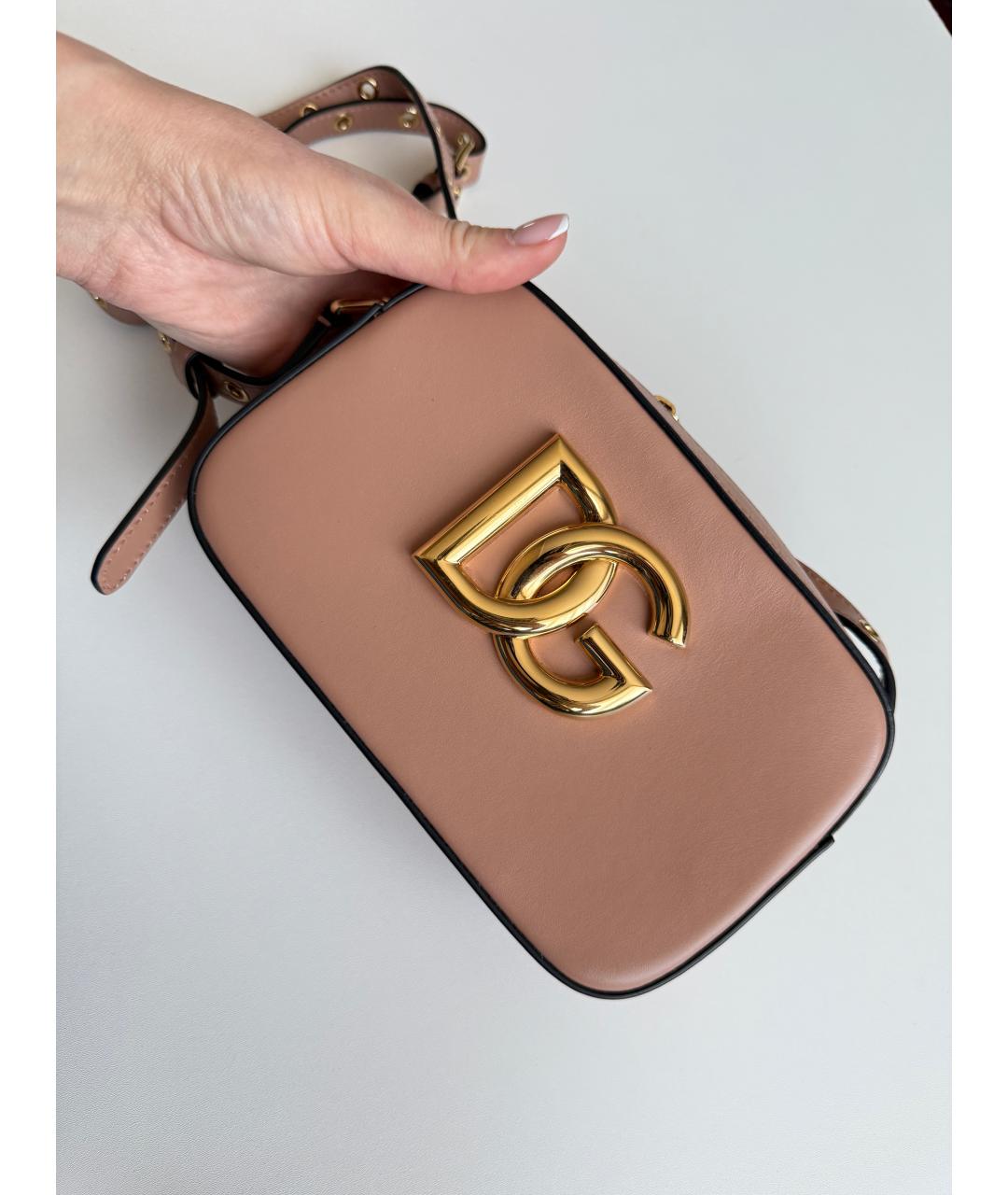 DOLCE&GABBANA Бежевая кожаная сумка через плечо, фото 2