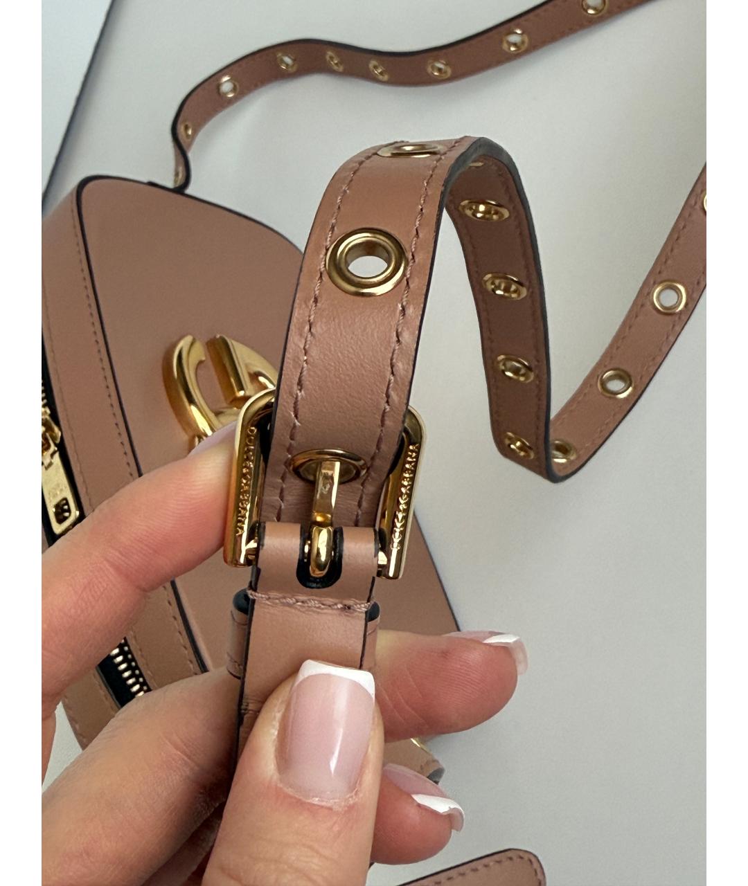 DOLCE&GABBANA Бежевая кожаная сумка через плечо, фото 3