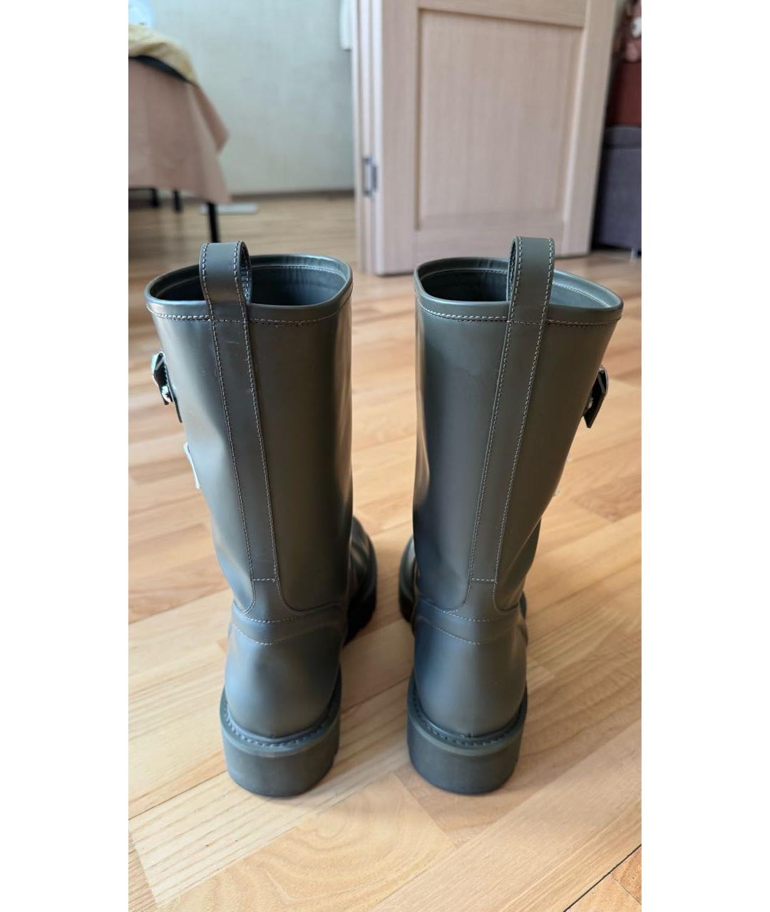 LOUIS VUITTON Хаки кожаные сапоги, фото 4