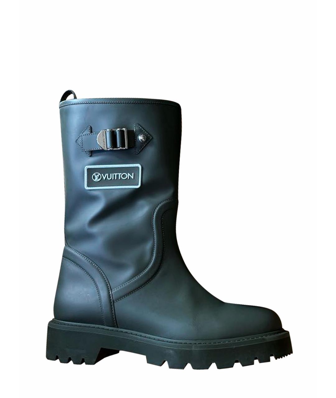 LOUIS VUITTON Хаки кожаные сапоги, фото 1