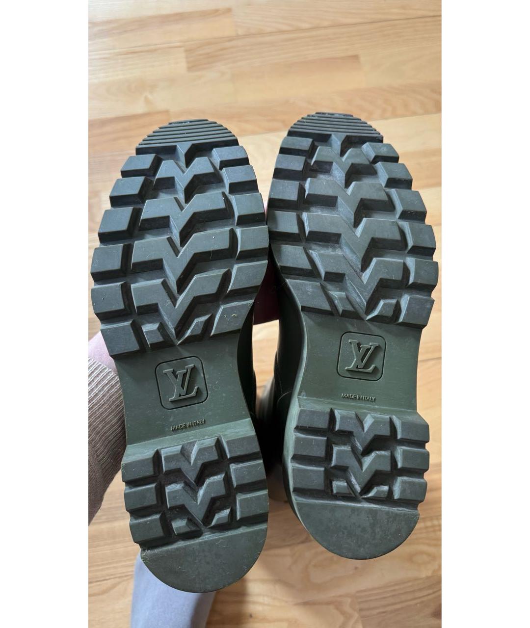 LOUIS VUITTON Хаки кожаные сапоги, фото 8