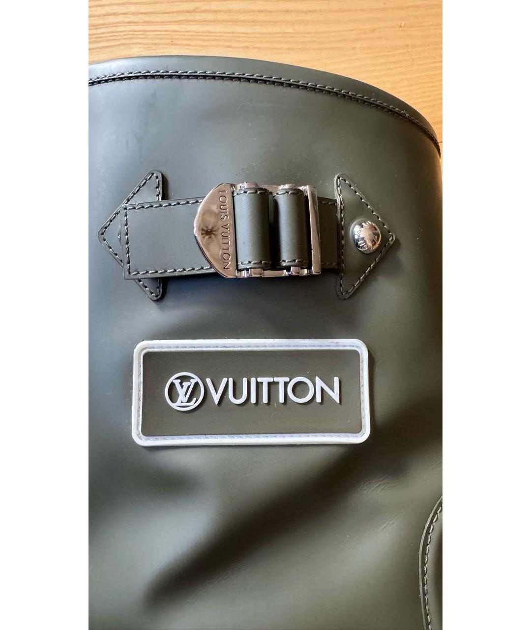 LOUIS VUITTON Хаки кожаные сапоги, фото 6