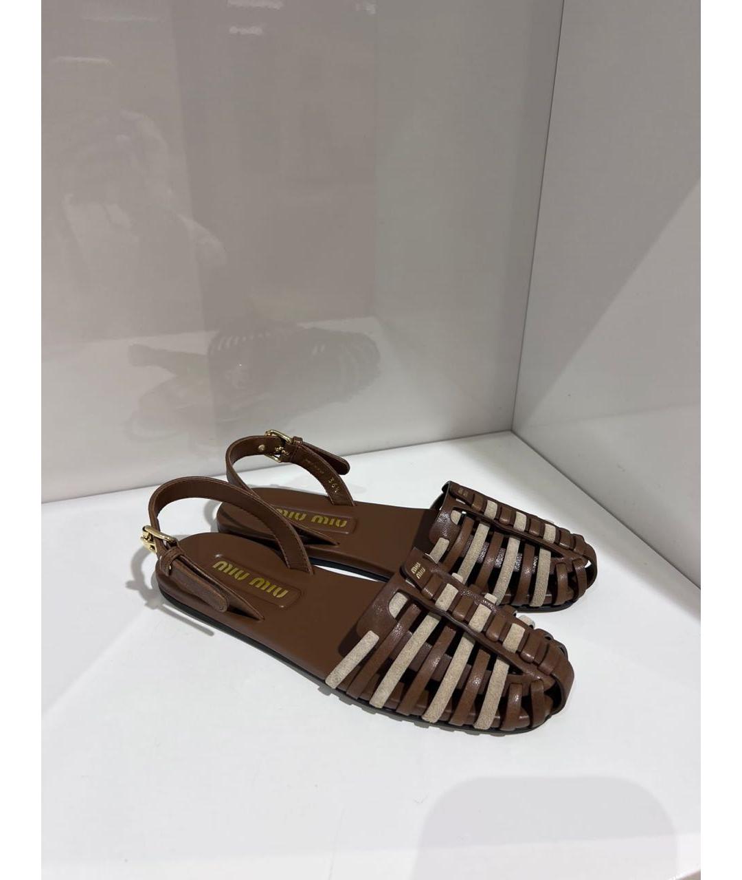 MIU MIU Мульти кожаные сандалии, фото 2