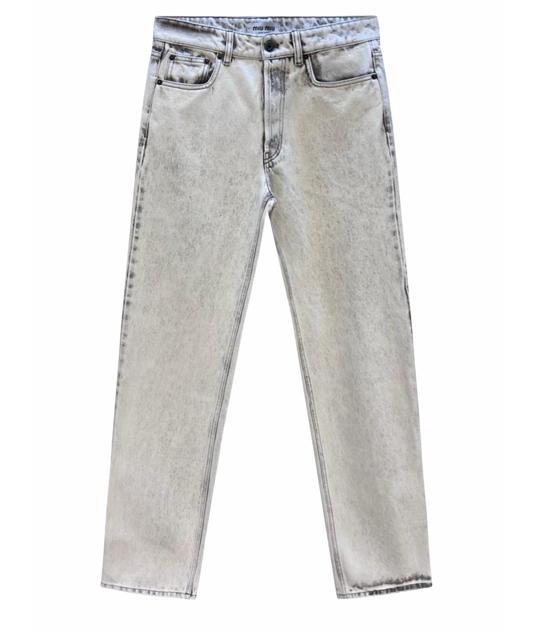 MIU MIU Серые хлопковые прямые джинсы, фото 1