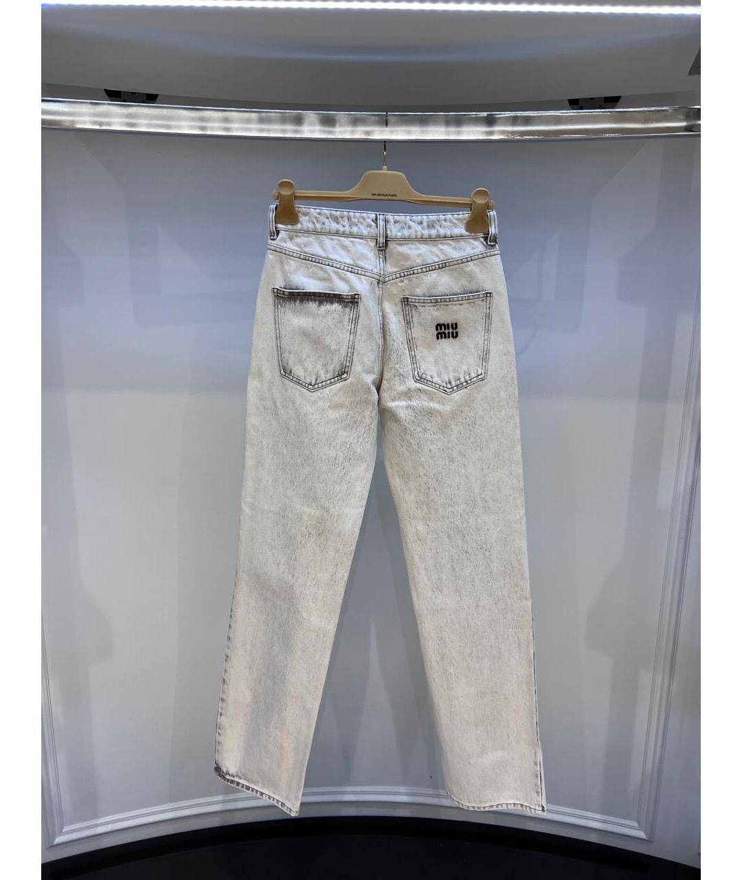 MIU MIU Серые хлопковые прямые джинсы, фото 2