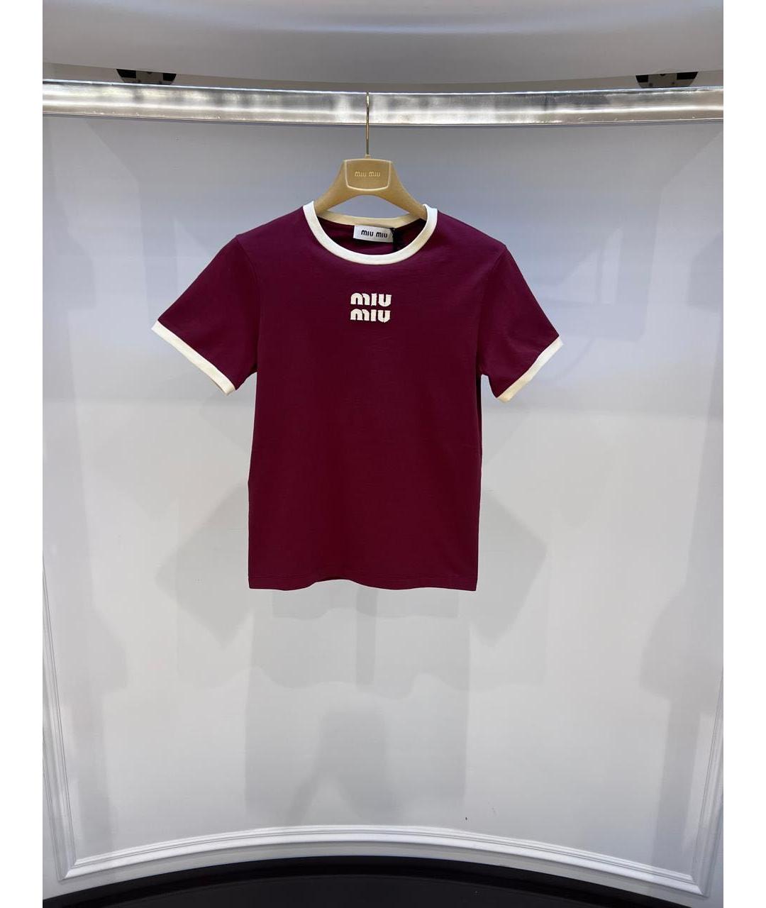 MIU MIU Бордовая футболка, фото 2