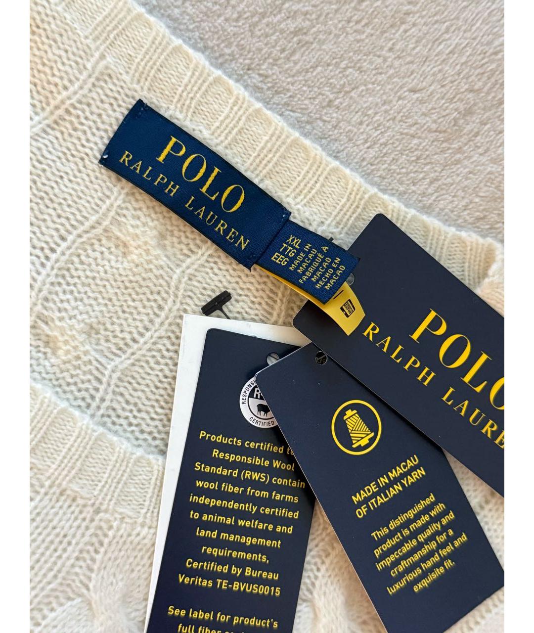 POLO RALPH LAUREN Бежевый шерстяной джемпер / свитер, фото 6