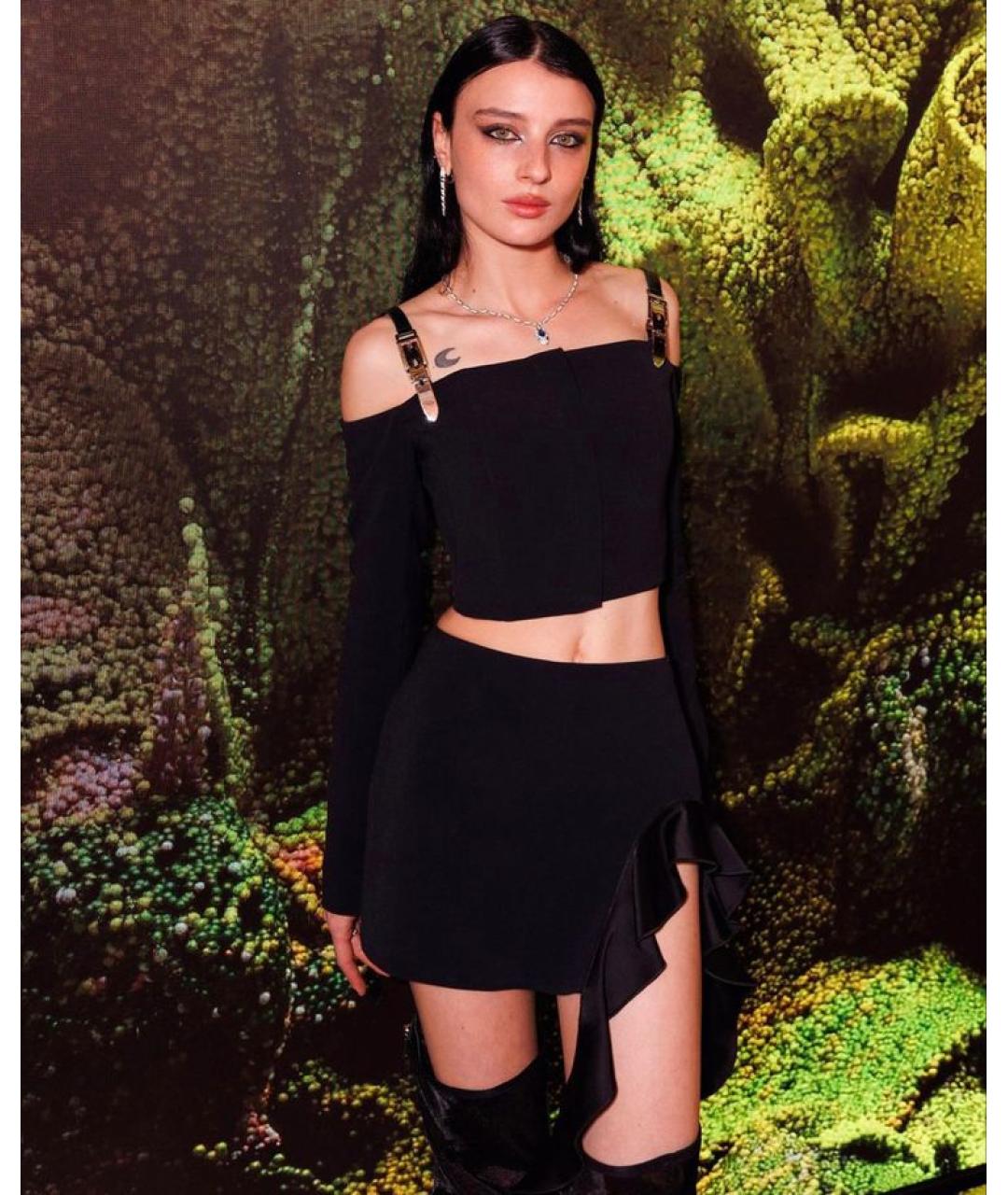 DAVID KOMA Черная вискозная юбка мини, фото 5