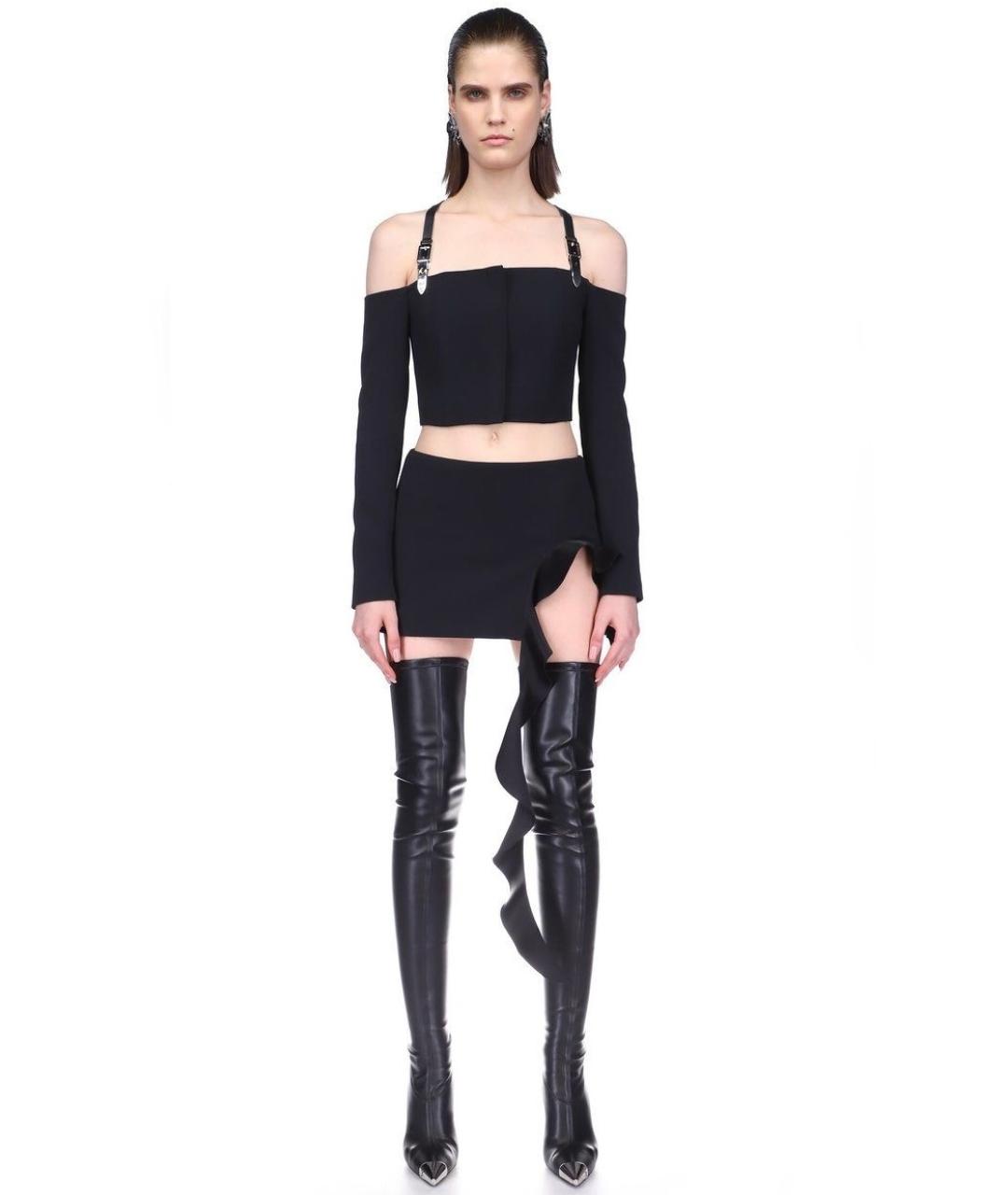 DAVID KOMA Черная вискозная юбка мини, фото 4