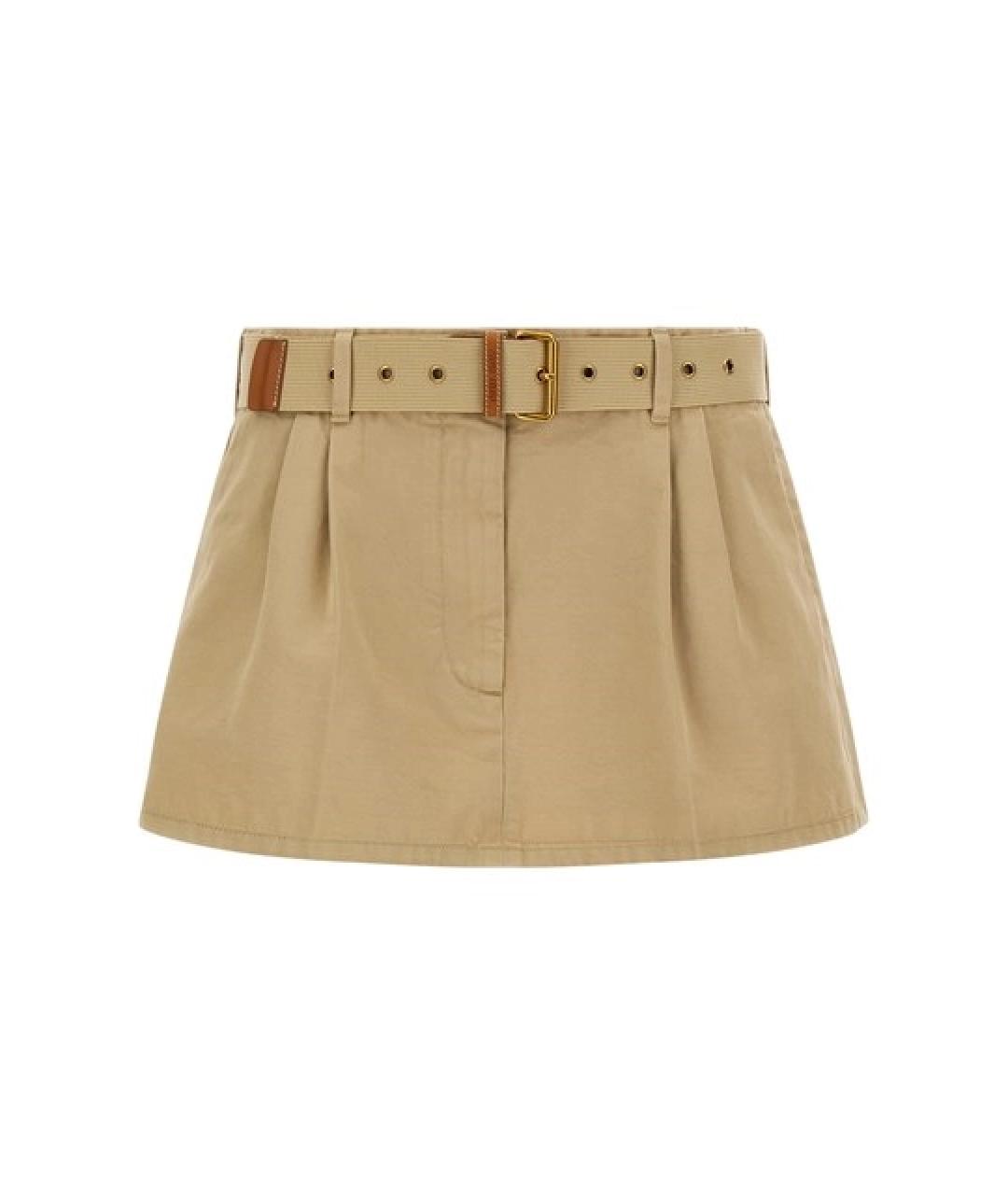 MIU MIU Бежевая юбка мини, фото 1
