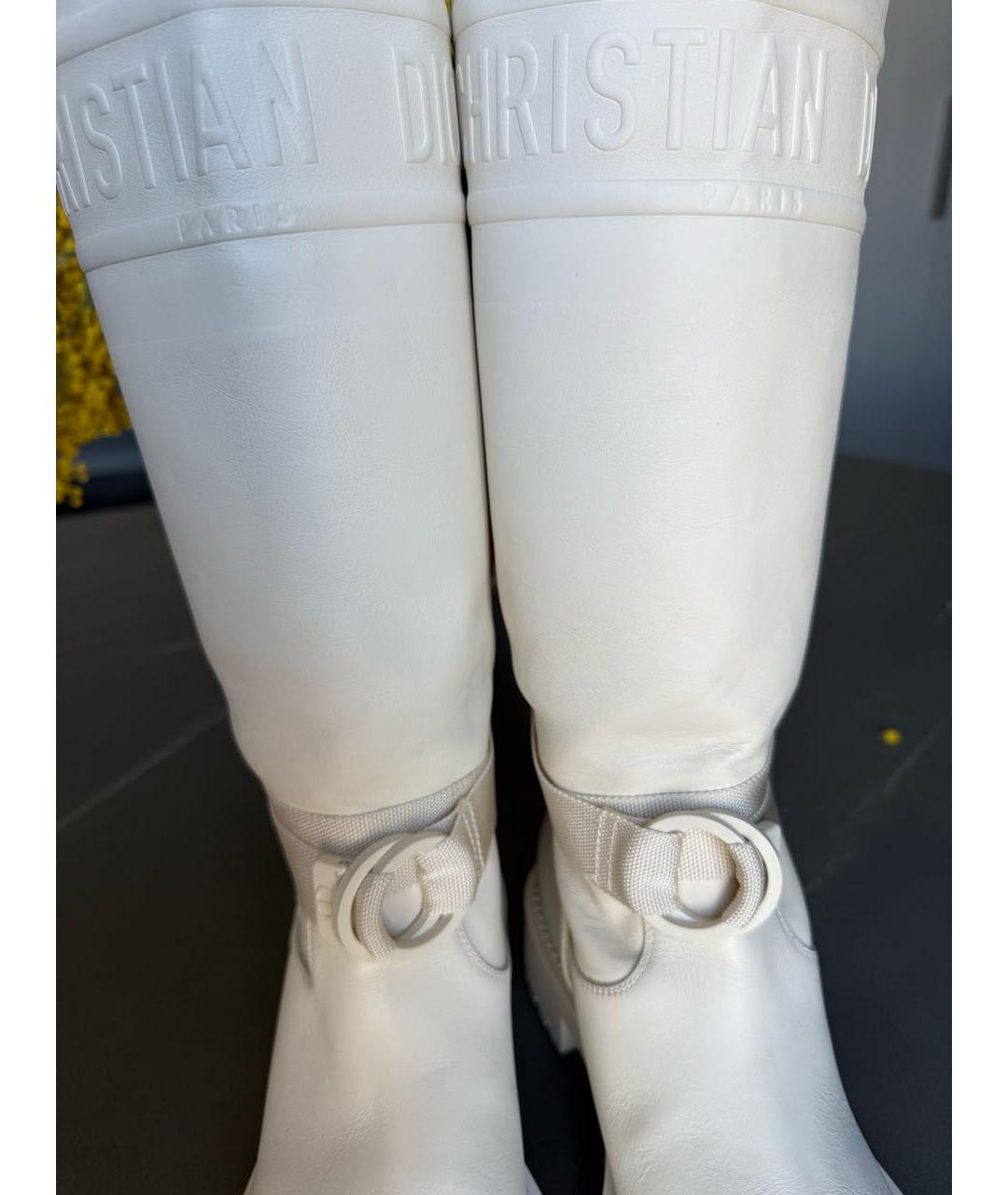 CHRISTIAN DIOR Белые кожаные сапоги, фото 8