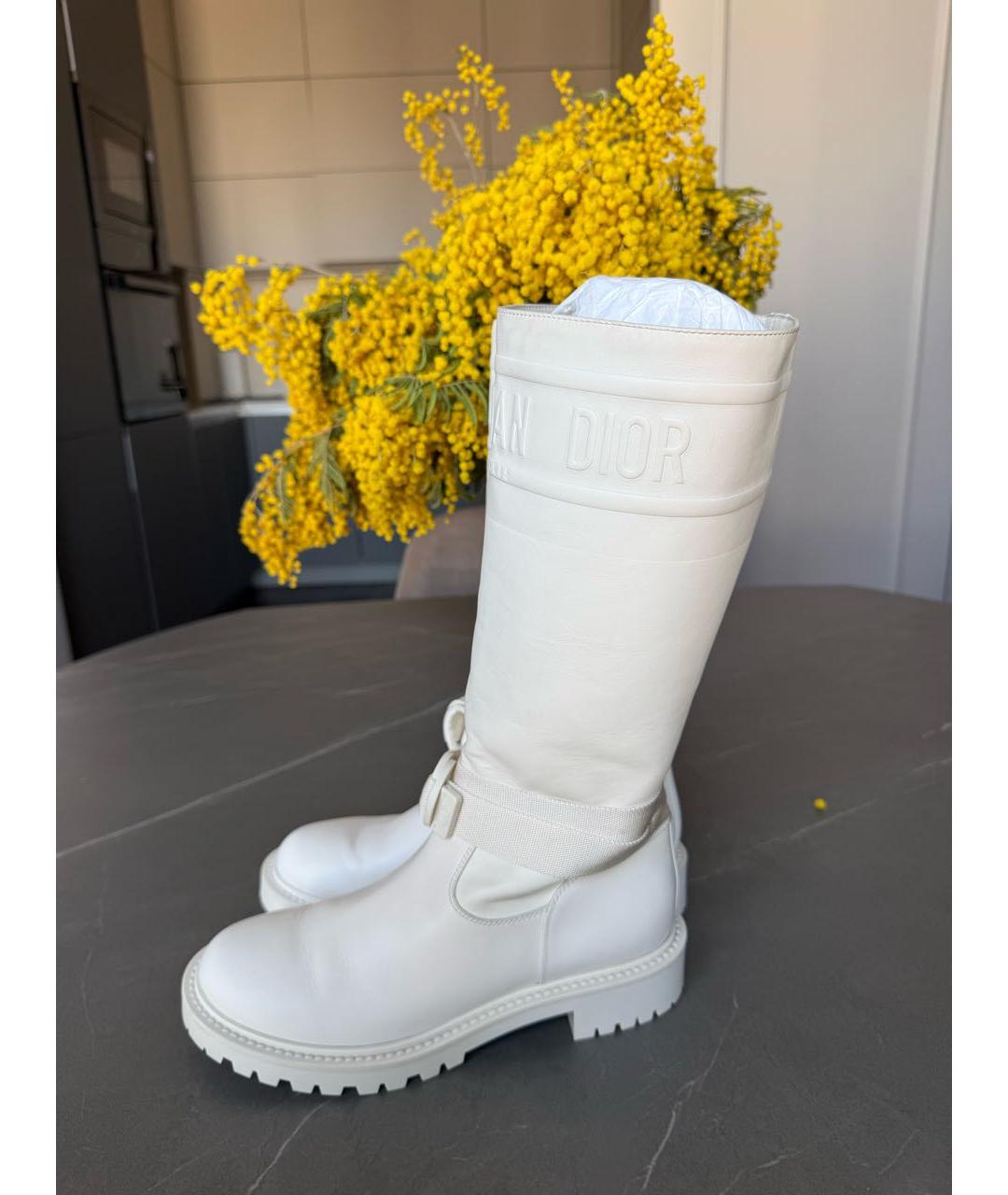 CHRISTIAN DIOR Белые кожаные сапоги, фото 6