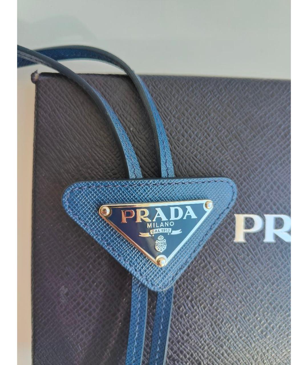 PRADA Синий кожаный галстук, фото 4