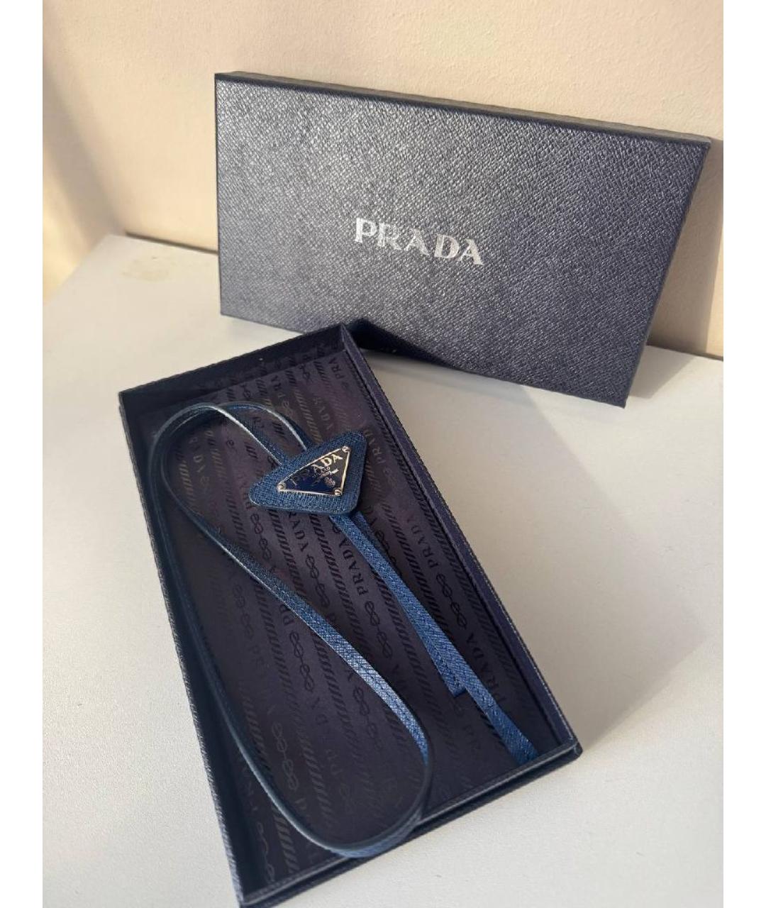PRADA Синий кожаный галстук, фото 3