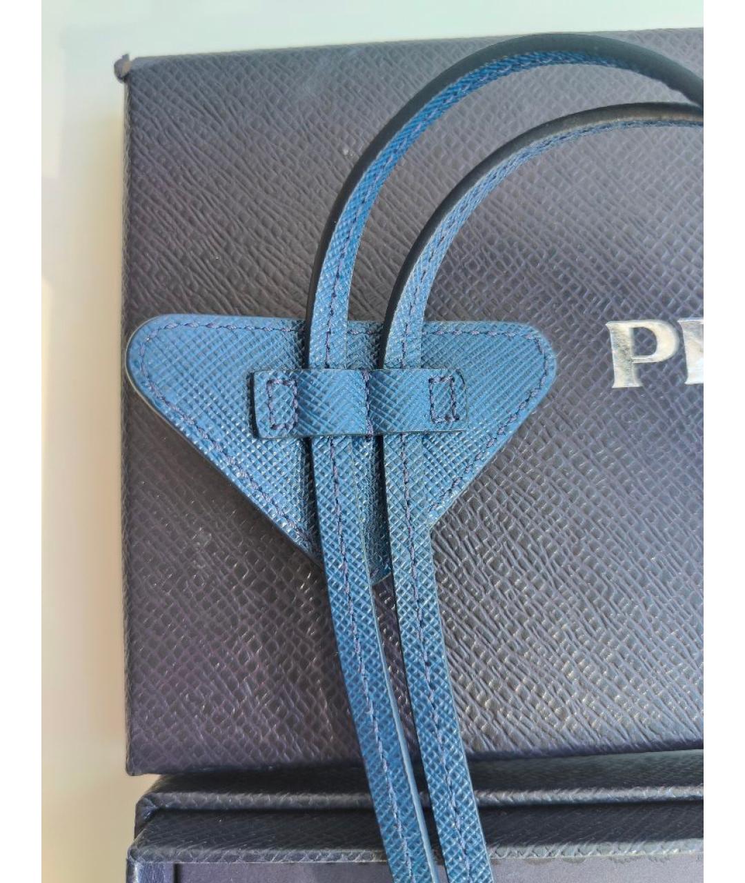 PRADA Синий кожаный галстук, фото 5