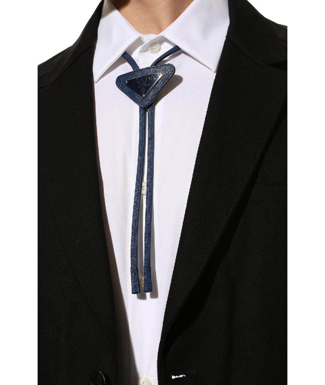 PRADA Синий кожаный галстук, фото 2
