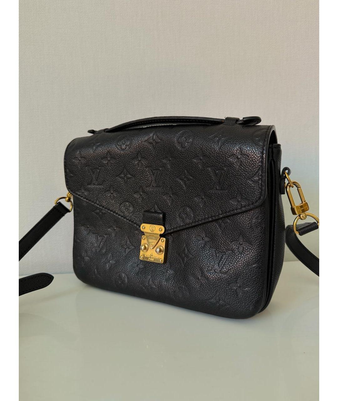 LOUIS VUITTON Черная кожаная сумка с короткими ручками, фото 2