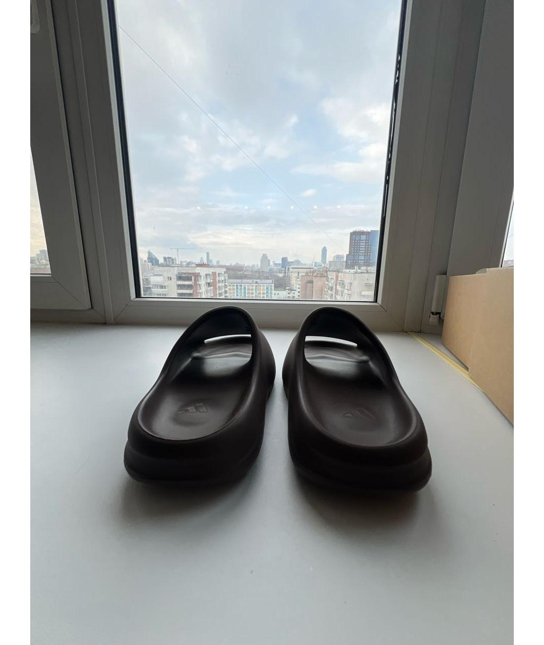 ADIDAS YEEZY Коричневые резиновые шлепанцы, фото 4