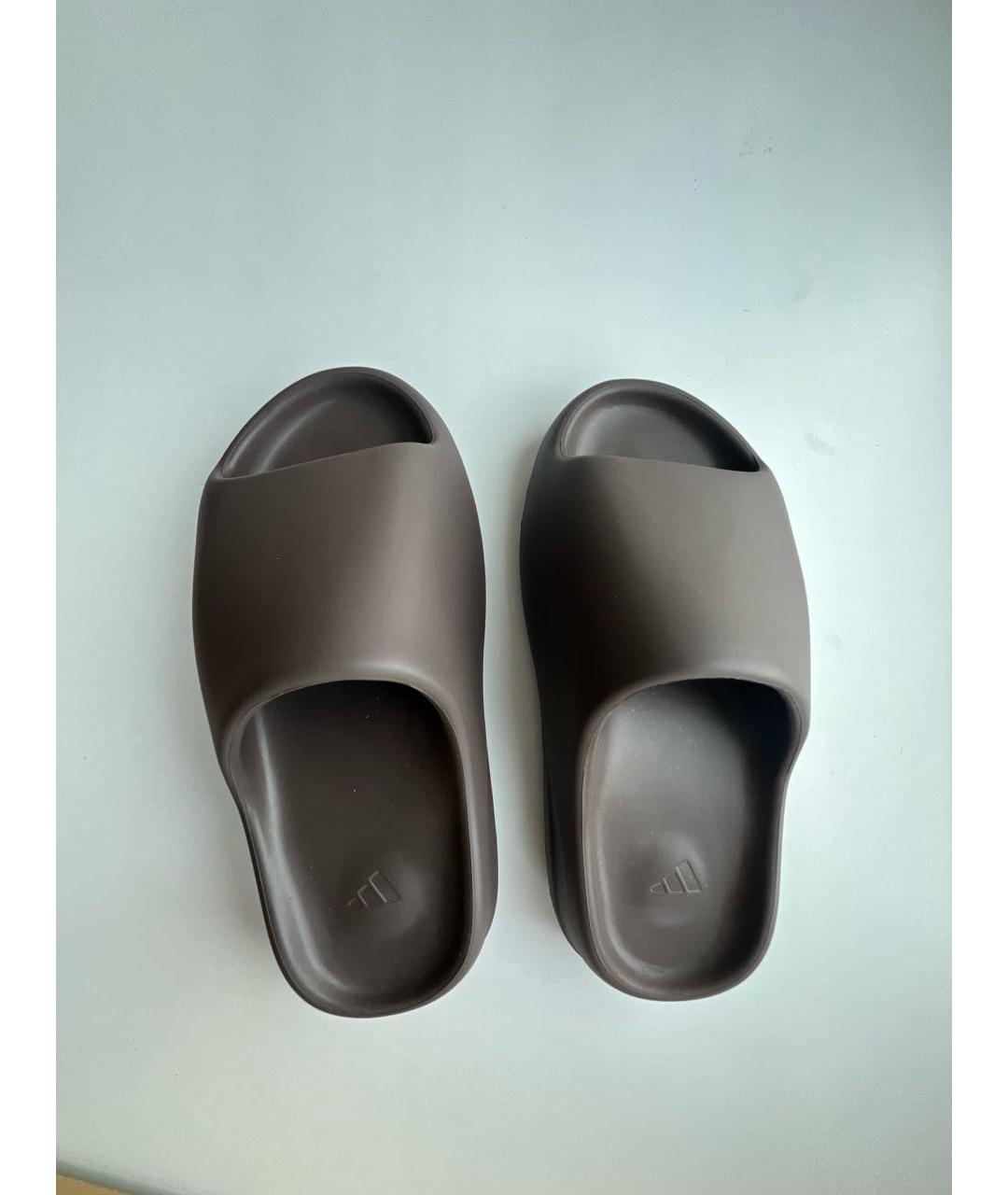 ADIDAS YEEZY Коричневые резиновые шлепанцы, фото 3