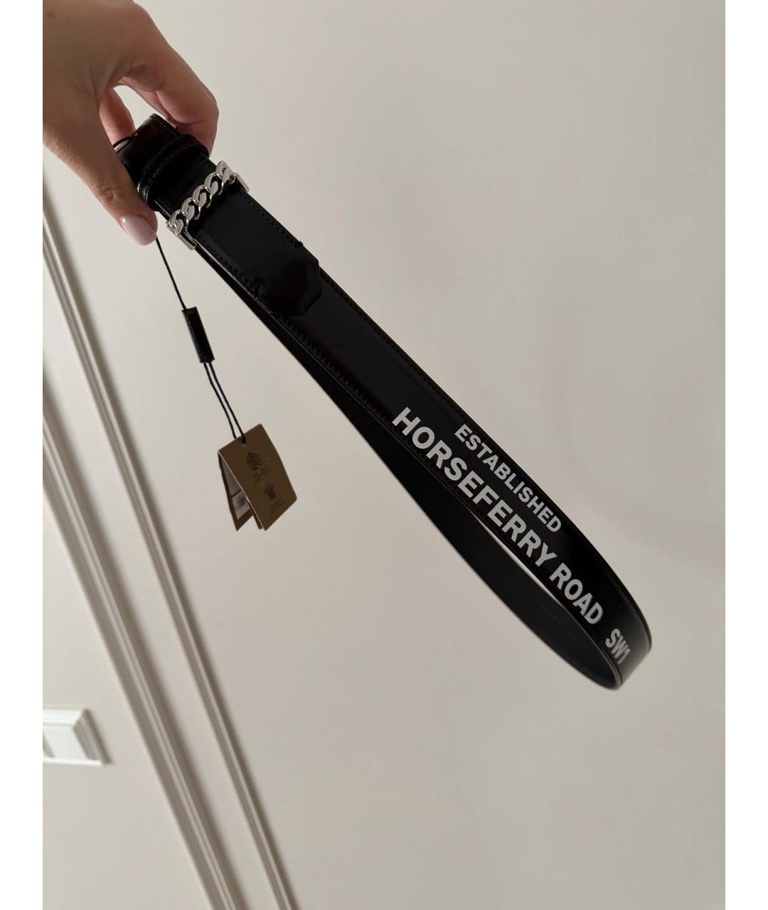 BURBERRY Черный кожаный ремень, фото 5