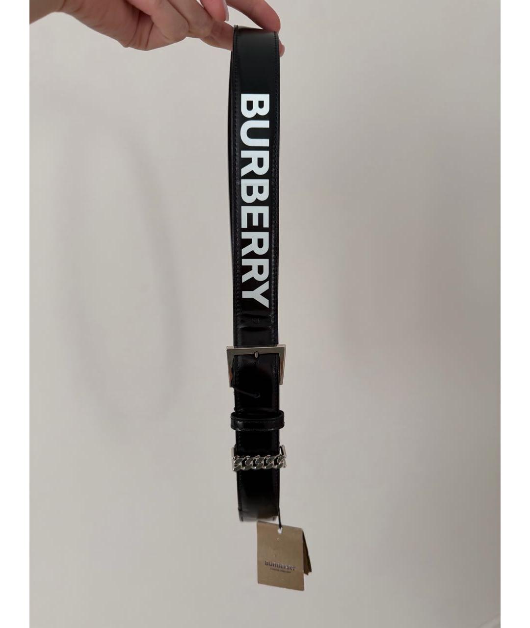 BURBERRY Черный кожаный ремень, фото 6