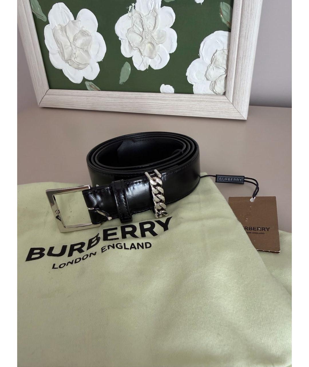 BURBERRY Черный кожаный ремень, фото 3