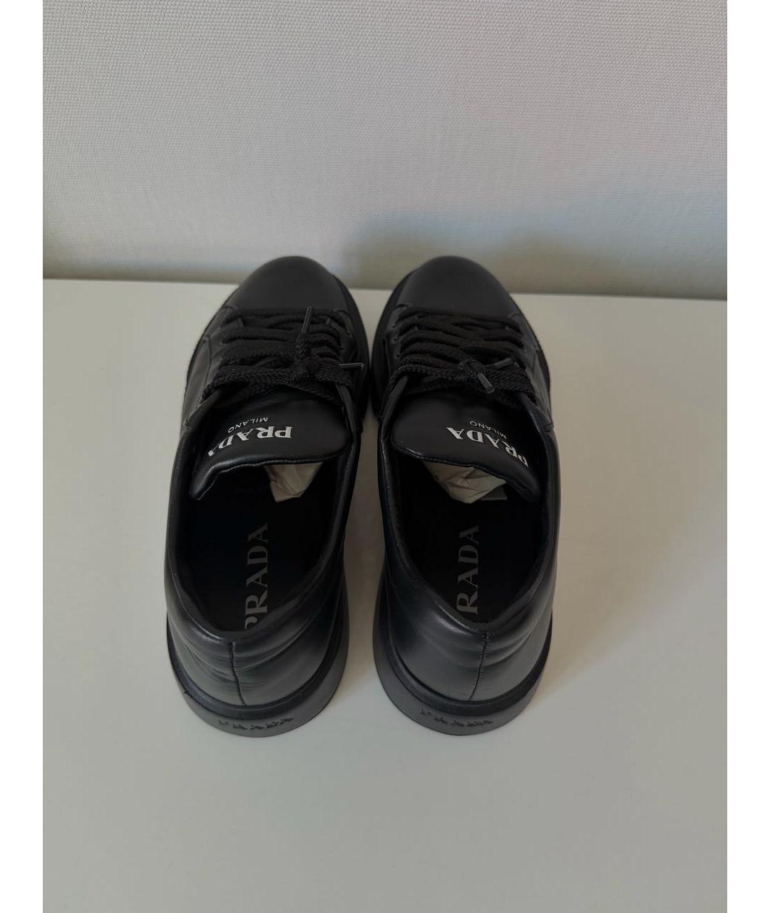 PRADA Черные кожаные кеды, фото 3