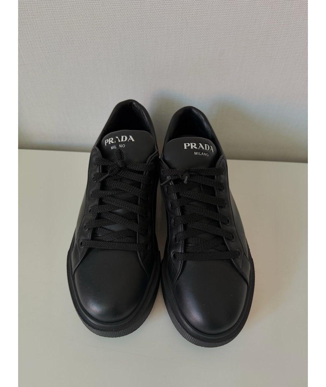 PRADA Черные кожаные кеды, фото 2